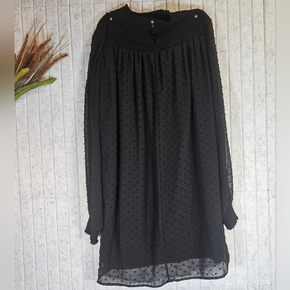 Zara Basic Black Swiss Dot Smocked Mini Dress | Size M - Picture 2 of 2